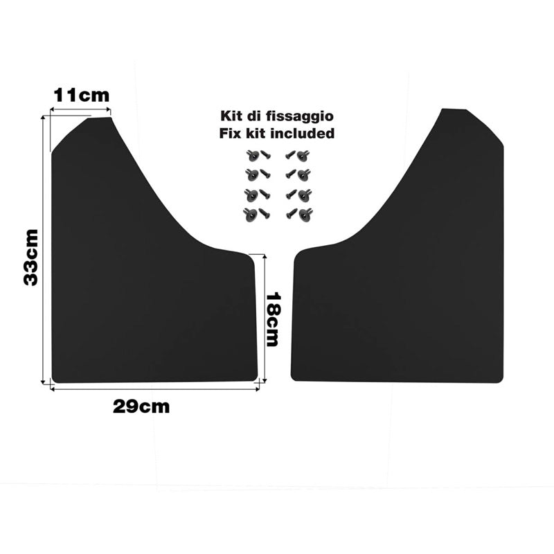Simoni Racing Universal mud flaps set - Black - incl. mounting screws - Black ABS