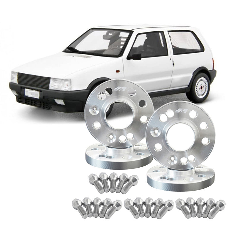 Simoni Racing Aluminium Wheel Spacer Kit (4x98, Ø58), Fiat Uno 146 - 2x16mm(FA) - 2x20mm(RA) (Hub 58,1mm) including wheel bolts - suitable for Fiat various