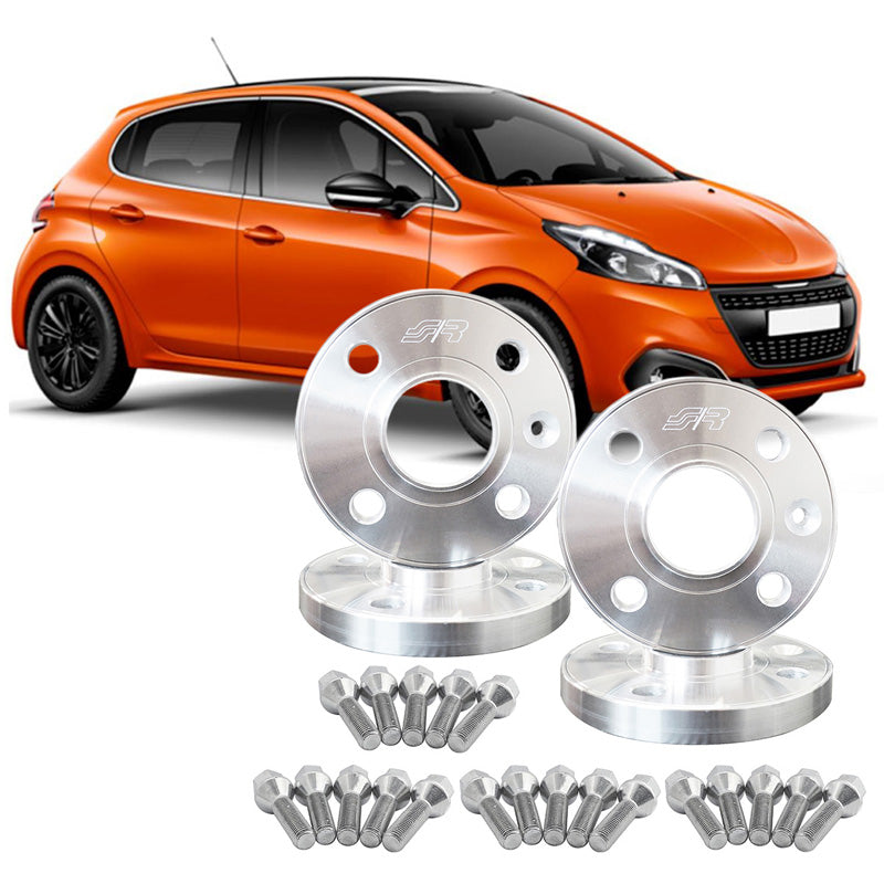 Simoni Racing Aluminium Wheel Spacer Kit (5x108 Q65,1), Peugeot 3008 (16-24) - 2x16mm(FA) - 2x20mm(RA) (Hub 65,1mm) including wheel bolts - suitable for Peugeot various