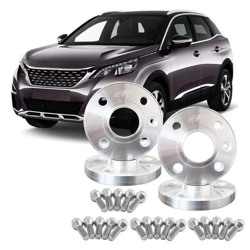 Simoni Racing Aluminium Wheel Spacer Kit (4x98 Ø65,1), Peugeot 208 (12-19) - 2x16mm(FA) - 2x20mm(RA) (Hub 65,1mm) including wheel bolts - suitable for Peugeot various